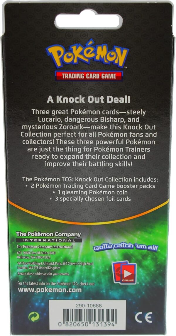 Pokemon TCG: Kolekcja Knock Out Losowa oferta | Zdobądź 3 rzadkie folie Lucario, Bisharp i Zoroark LUB Tyranitar, Shiftry i Vivillon | Plus 2 pakiety Booster Pack Zestaw kart kolekcjonerskich