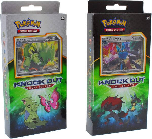 Pokemon TCG: Kolekcja Knock Out Losowa oferta | Zdobądź 3 rzadkie folie Lucario, Bisharp i Zoroark LUB Tyranitar, Shiftry i Vivillon | Plus 2 pakiety Booster Pack Zestaw kart kolekcjonerskich